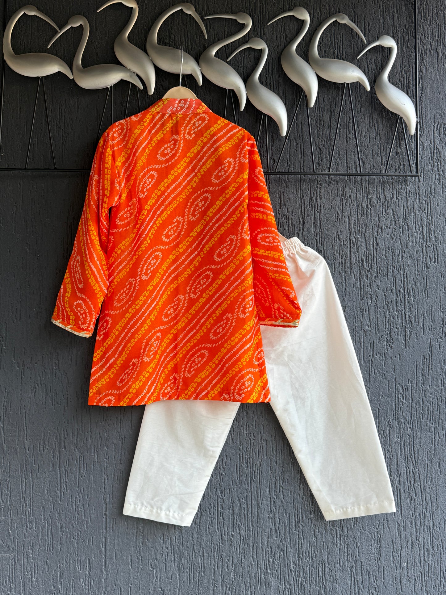 Orange leheriya boys kurta set