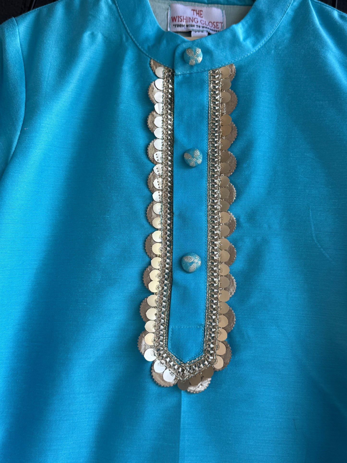 Aqua Blue Kurta Set For Boys