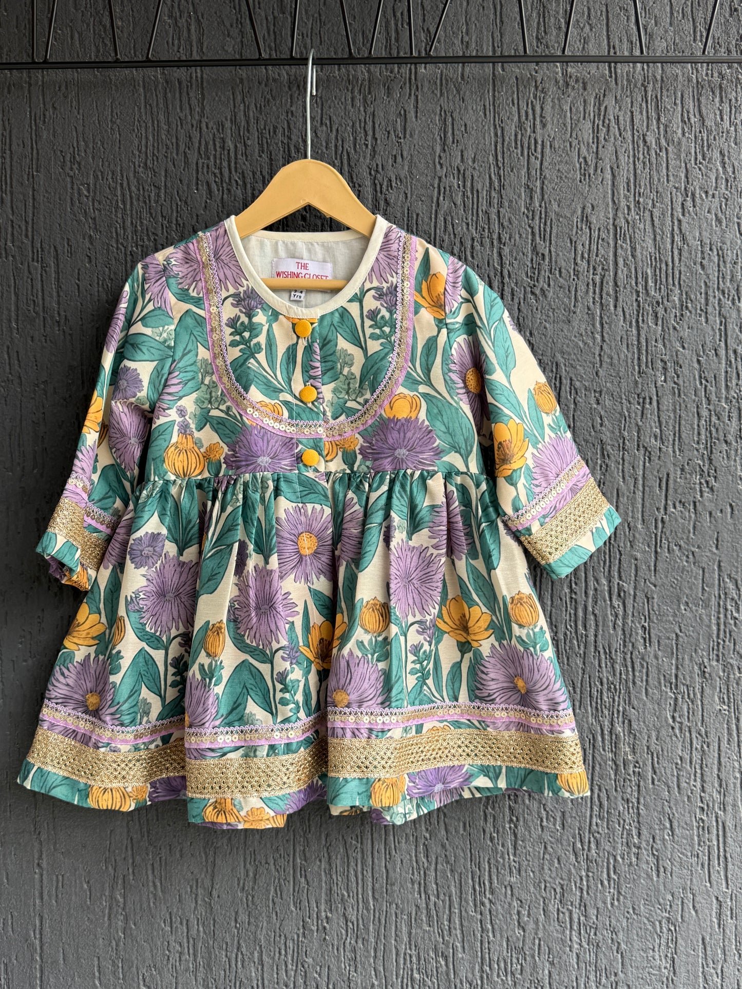 Purple flower print angrakha set