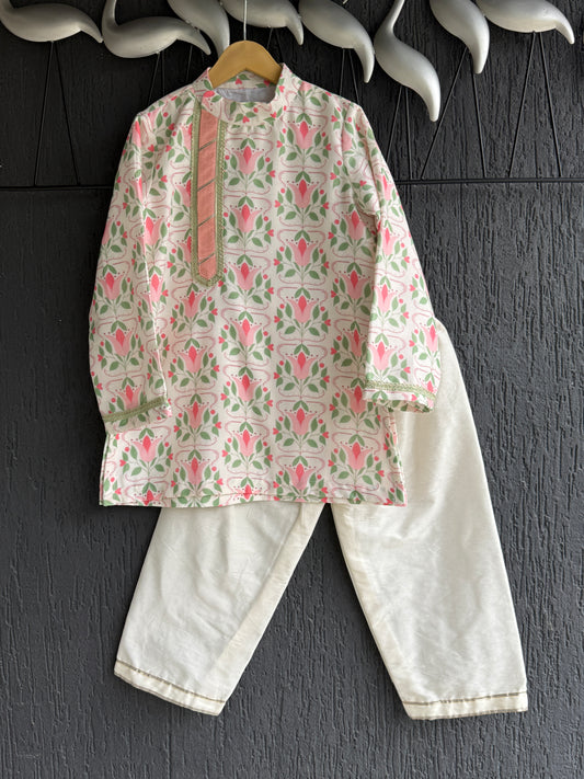 Peach printed kurta set