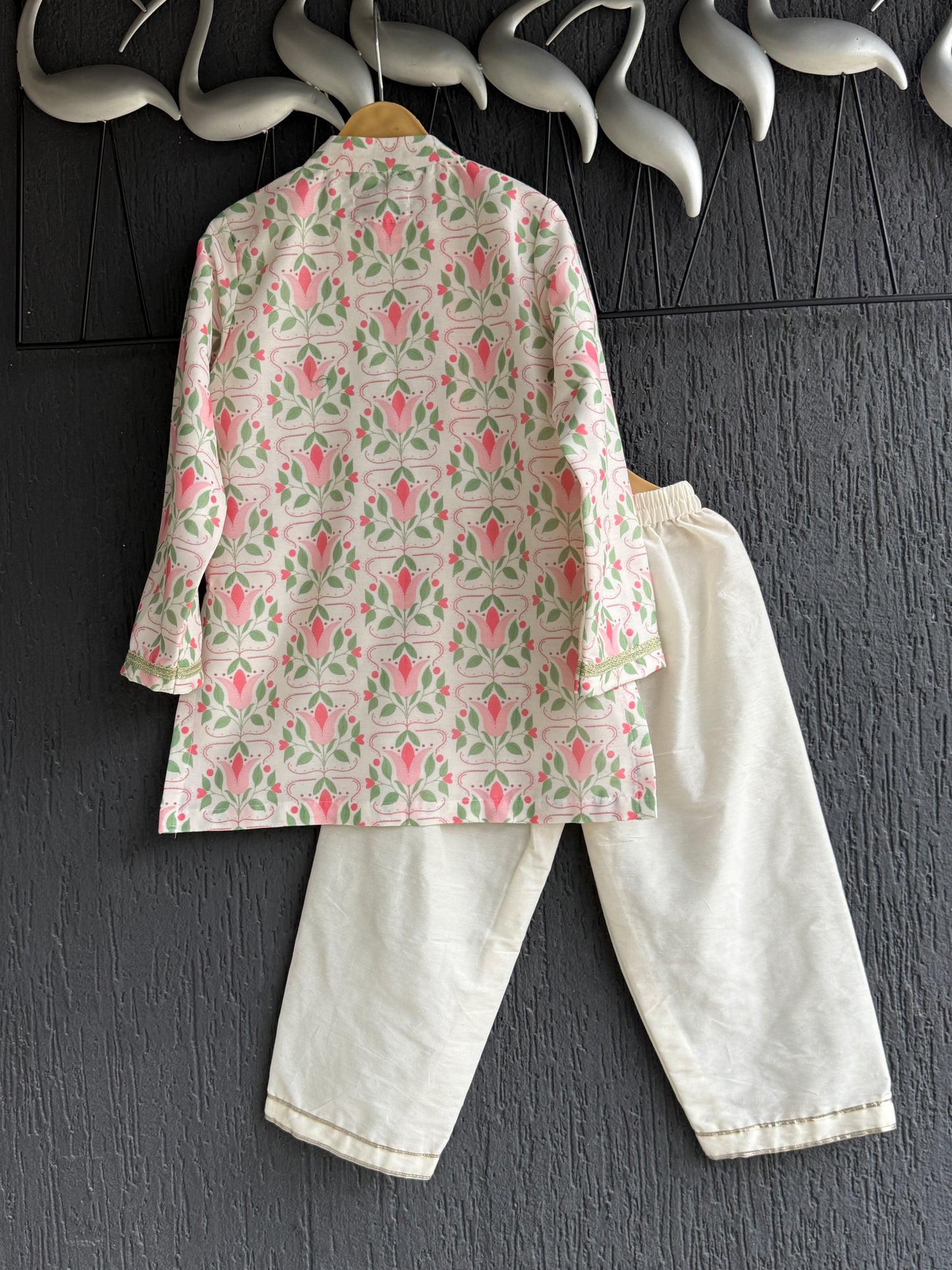 Peach printed kurta set