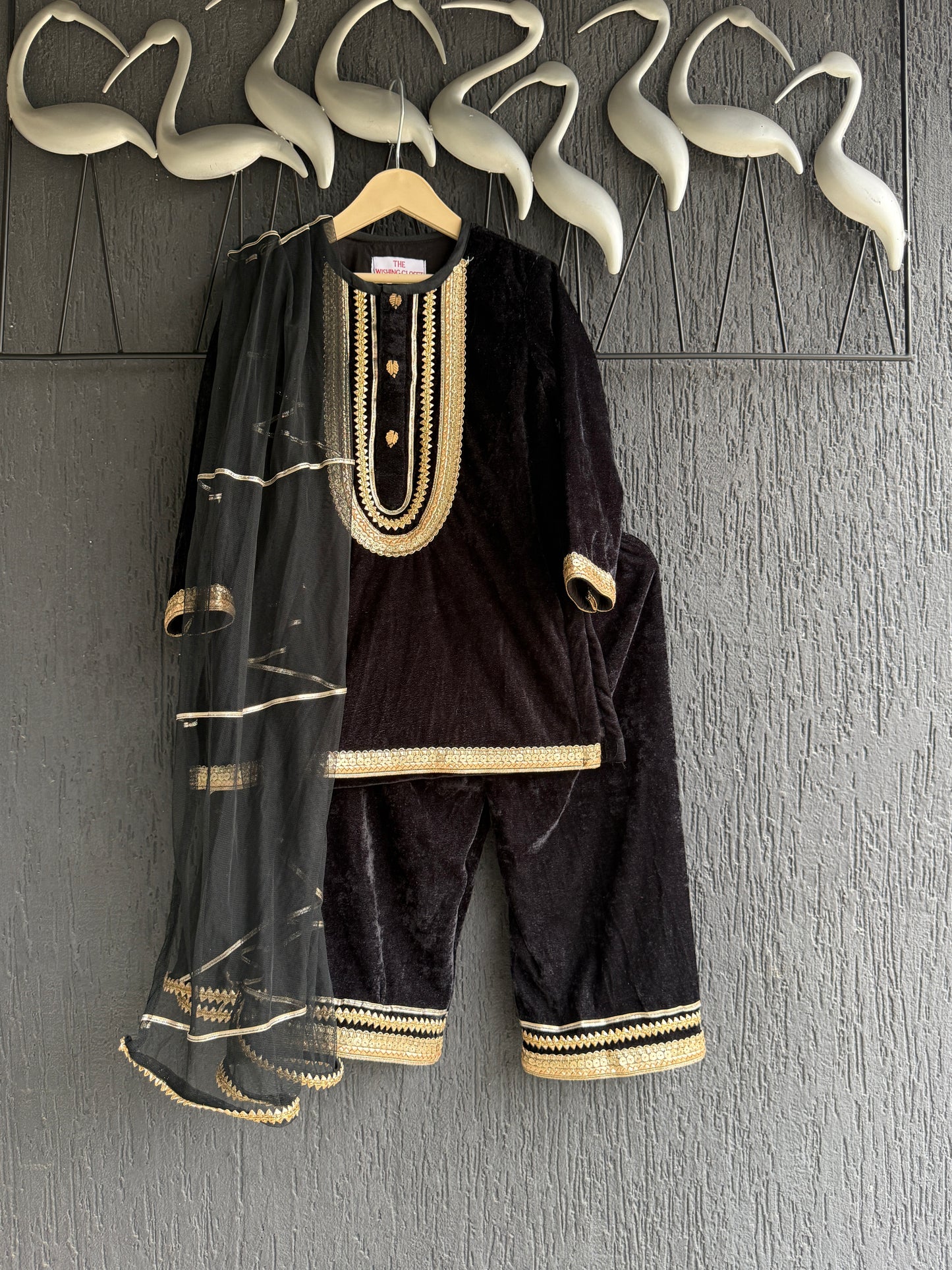 Black Velvet Kurta Co-ord Set