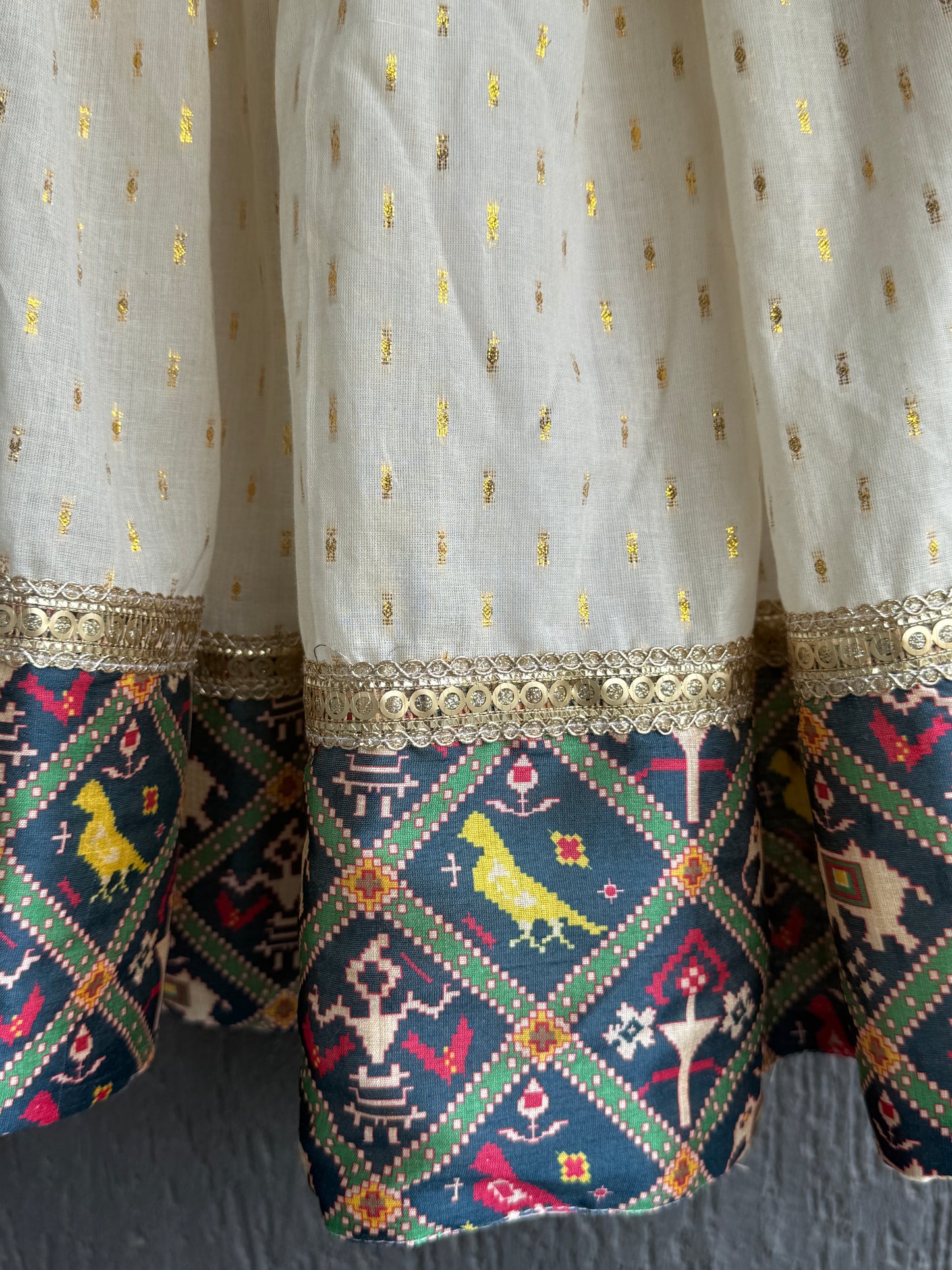 Navy Blue Patola Print Blouse and Lehenga