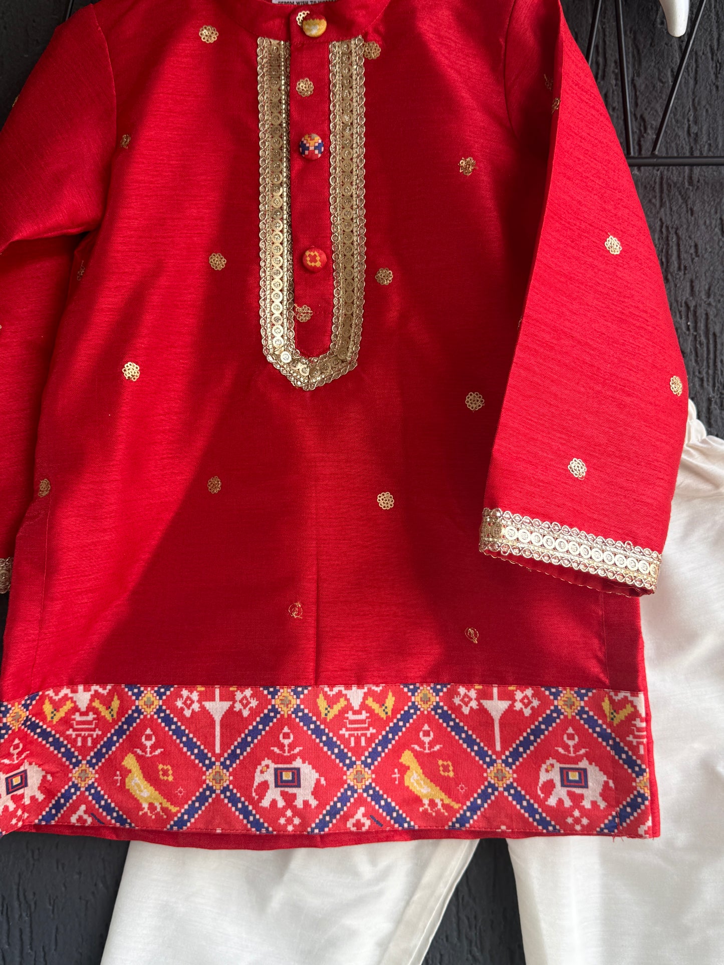 Red Patola Print Kurta Set