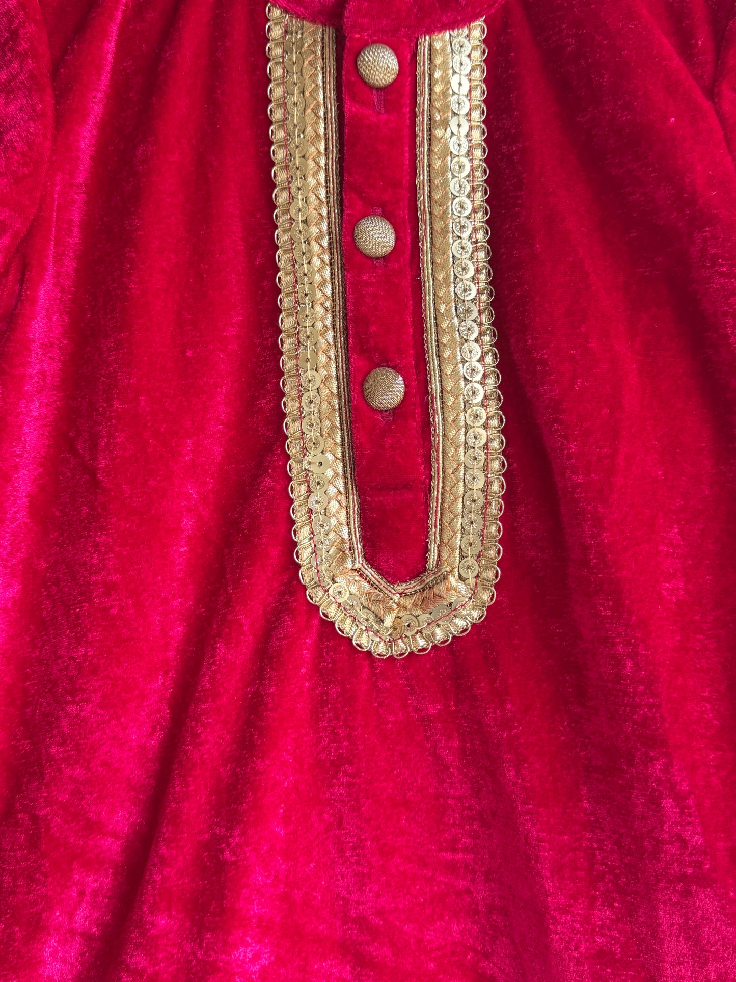 Red Velvet Kurta Set for Boys