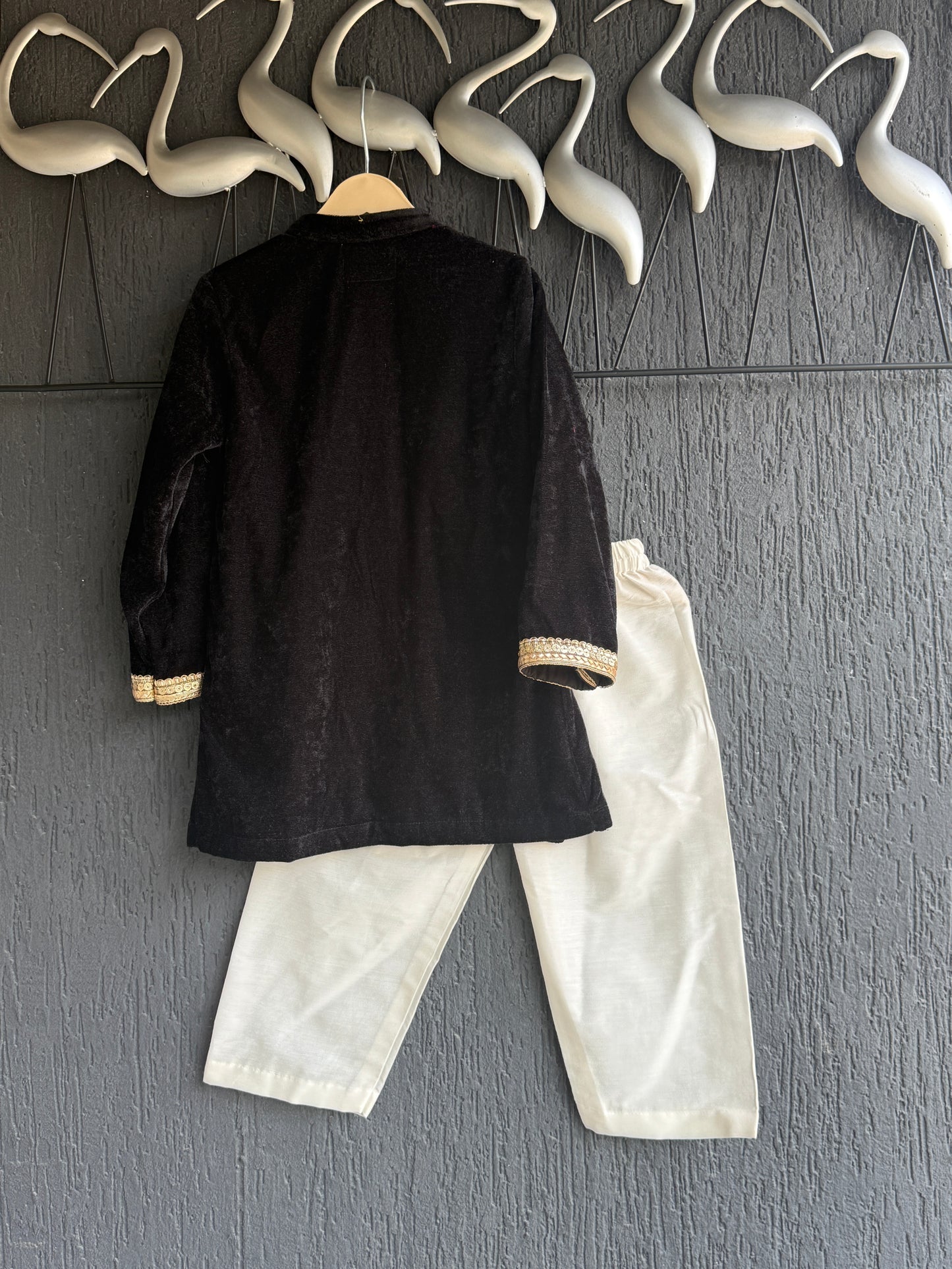 Black Velvet Kurta Set for Boys