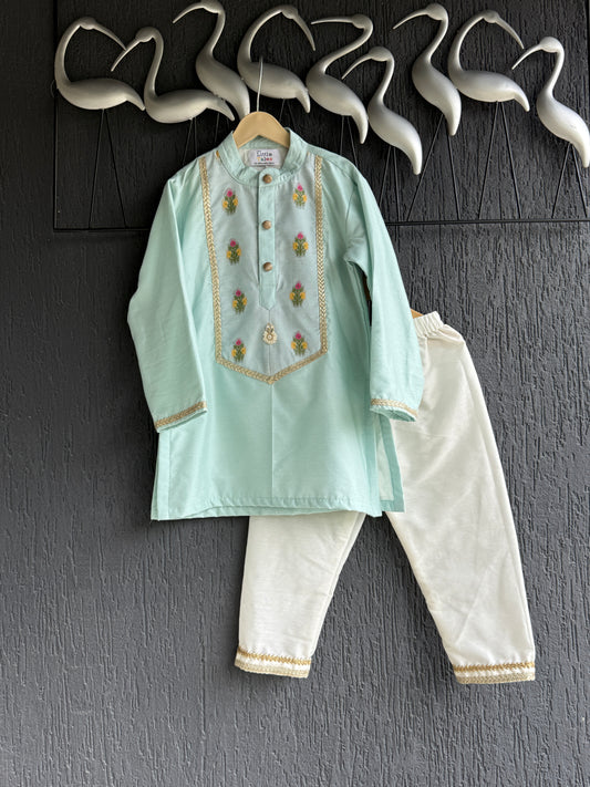 Blue silk kurta set