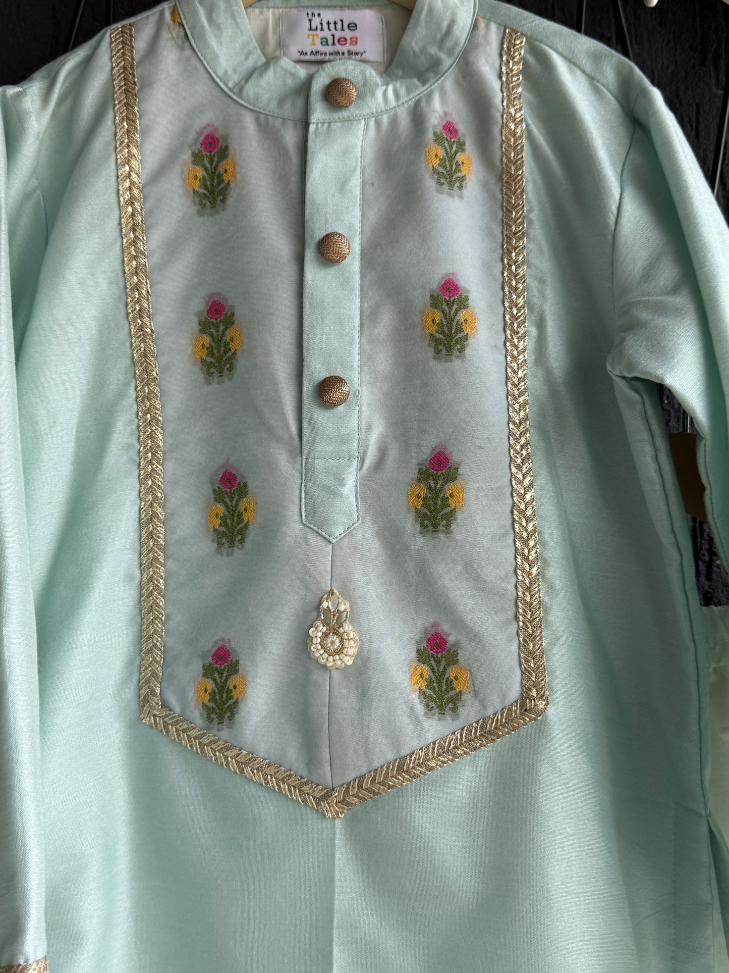Blue silk kurta set