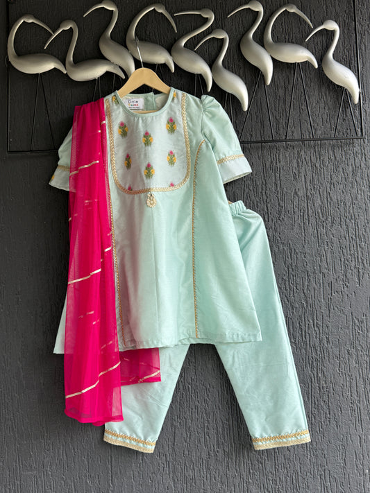 Blue silk kurta set