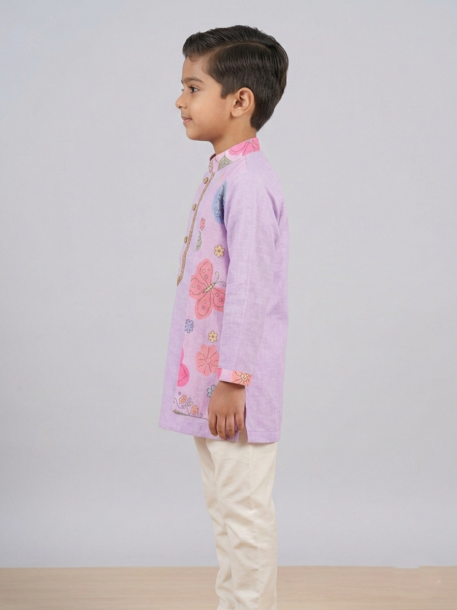 Lilac print kurta set