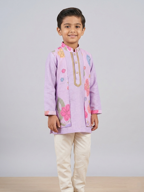 Lilac print kurta set