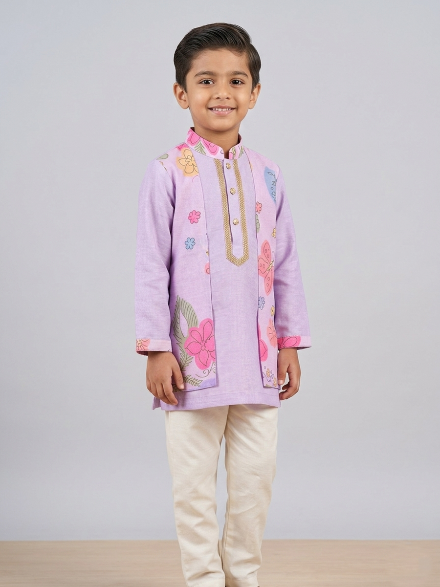Lilac print kurta set