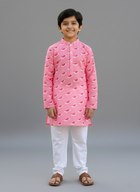 Pink bird print kurta set