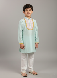 Power Blue Boys Kurta Pajama Set