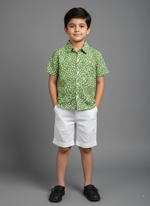 Green summer shirt with shorts