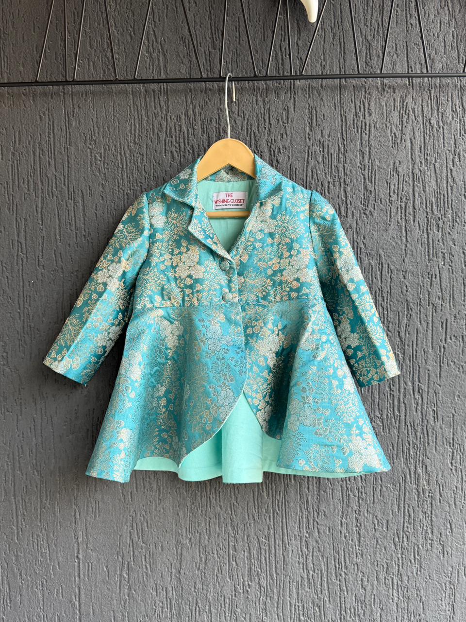 Aqua Blue Brocade Co ord set