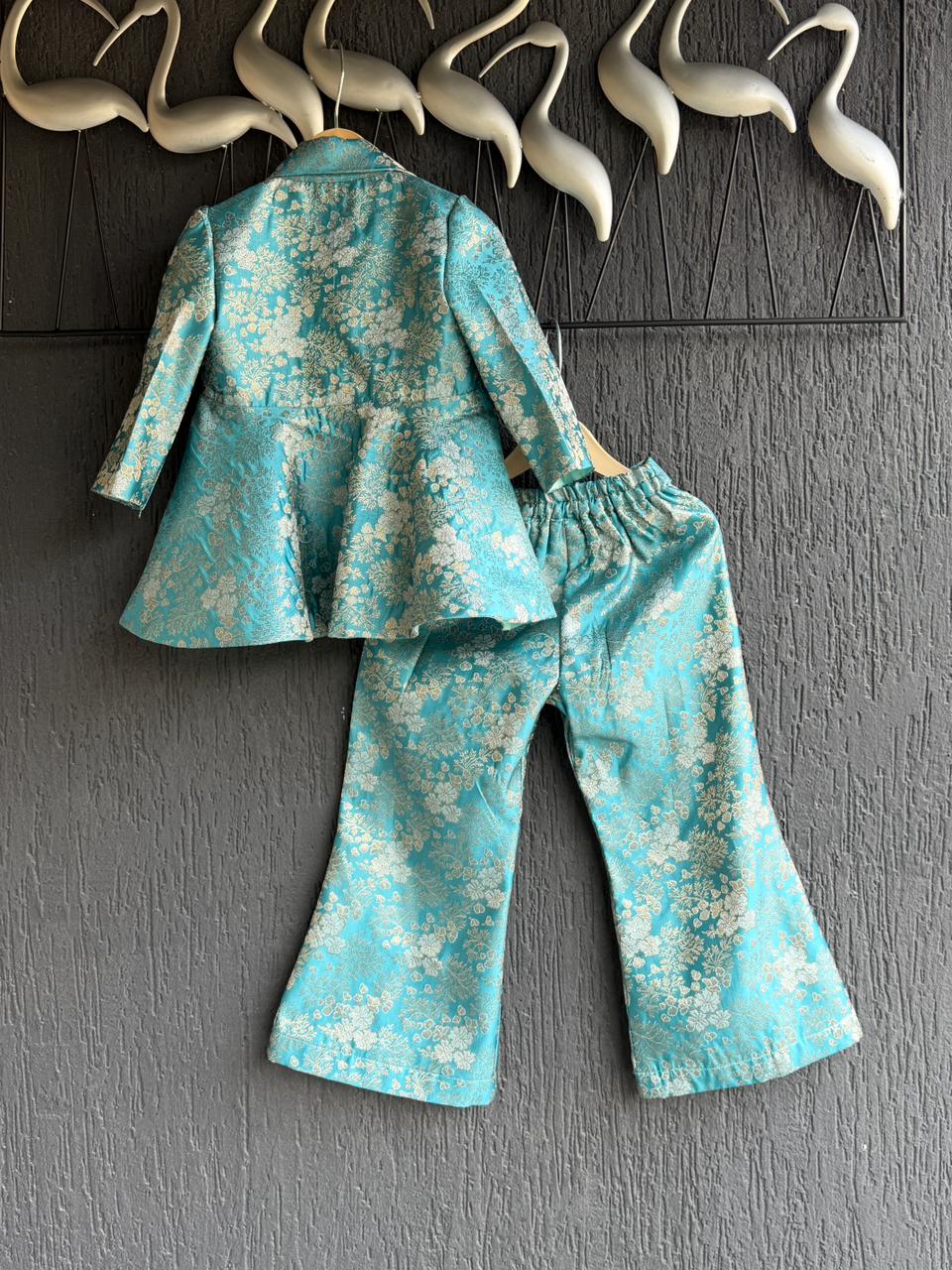 Aqua Blue Brocade Co ord set