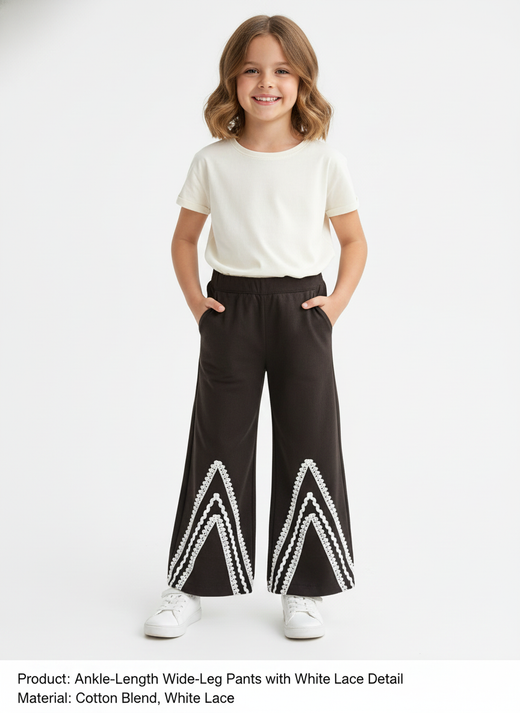 Black palazzo pants with crochet lace