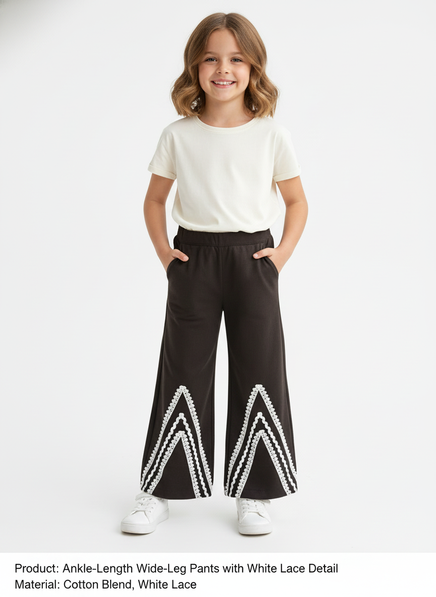 Black palazzo pants with crochet lace