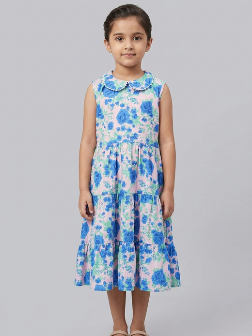 Blue rose Peter Pan Tiered Dress