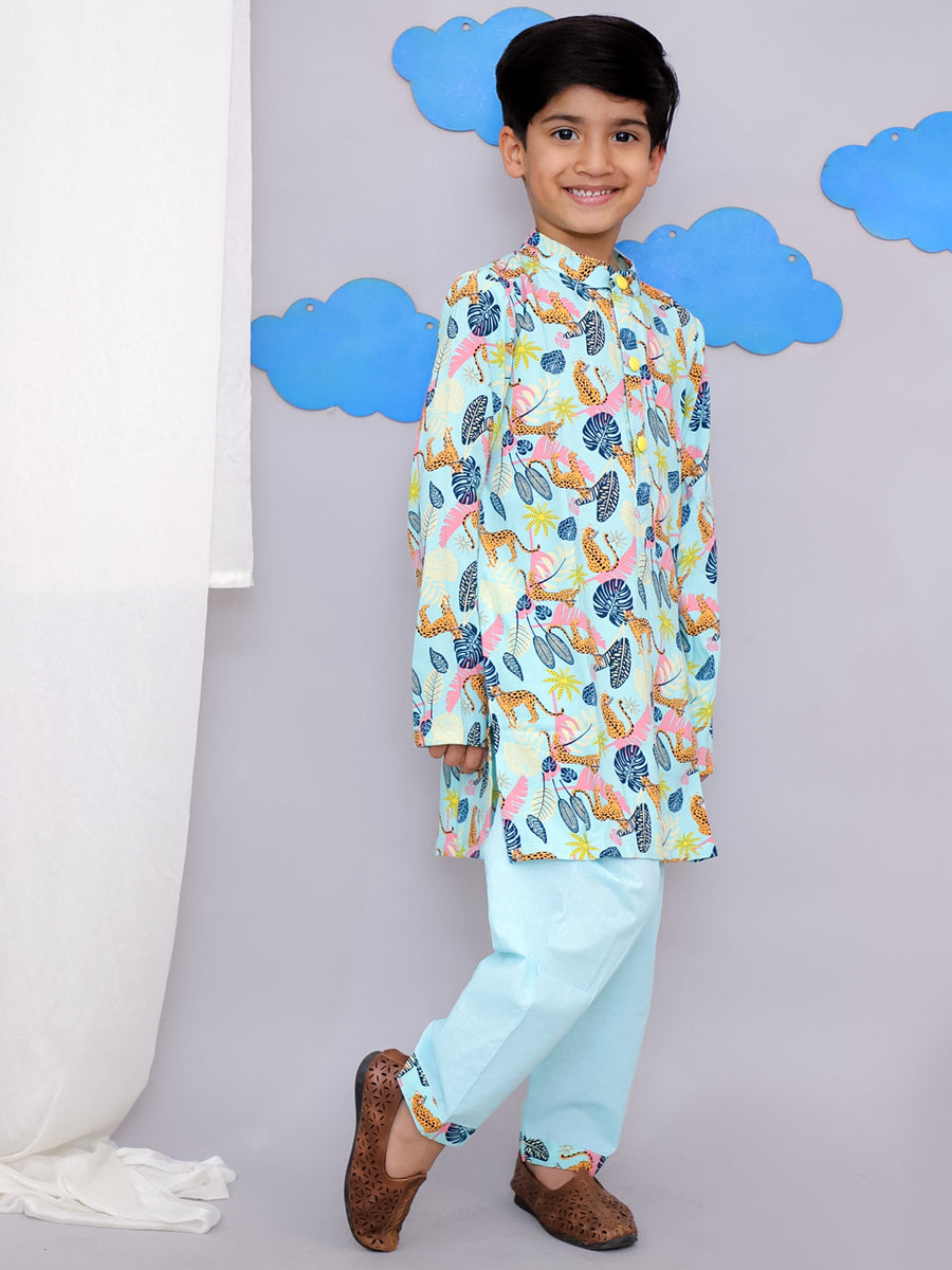 Blue tiger print kurta set