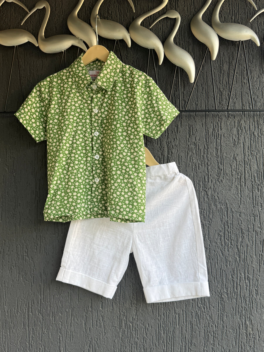 Green summer shirt with shorts