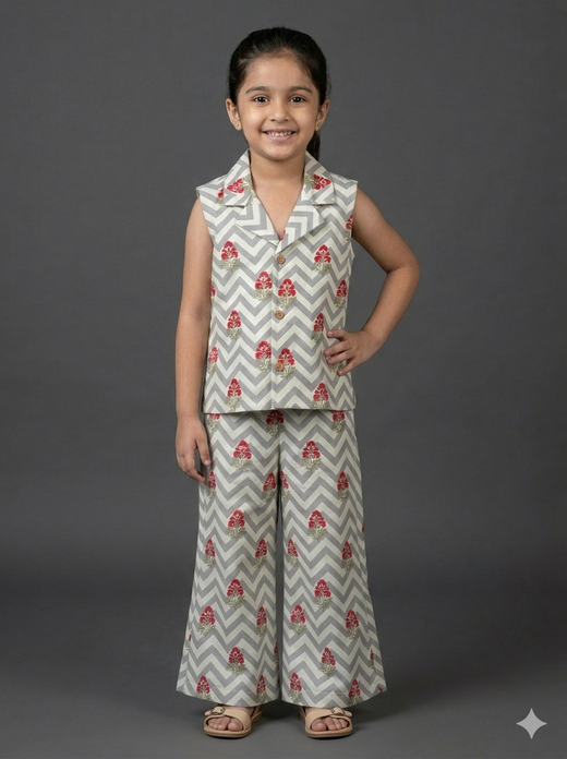 Grey floral print co-ord set