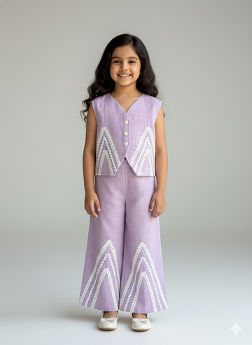 Lavendar co-ord set for girls, handmade to order.