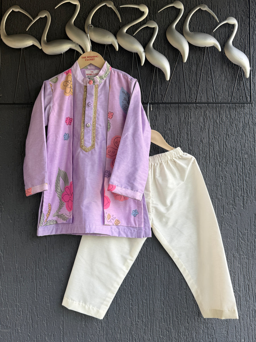 Lilac print kurta set