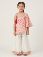 One off shoulder pink printed palazzo set