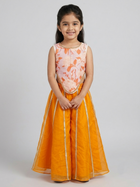 Orange asymmetric crop top with flared palazzo set