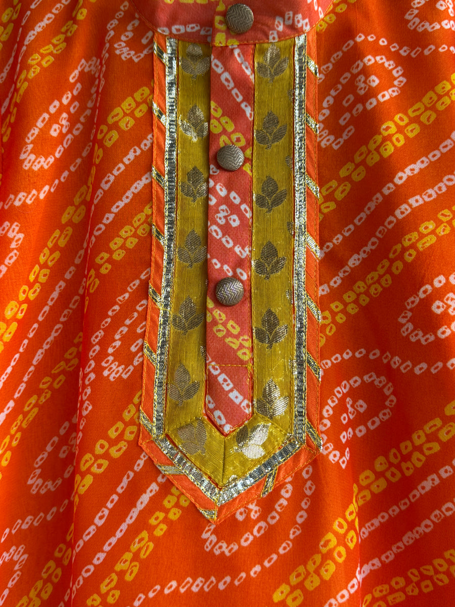 Orange leheriya boys kurta set