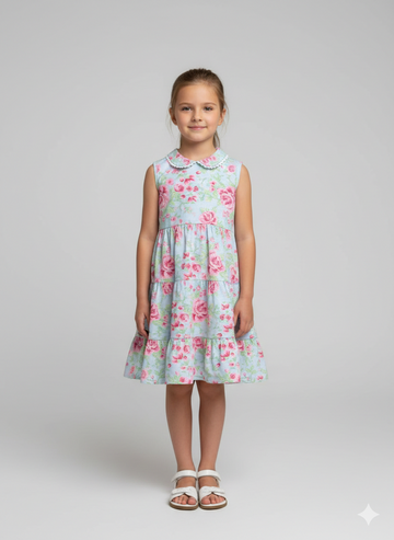 Primrose Peter Pan Tiered Dress for girls, handmade to order.