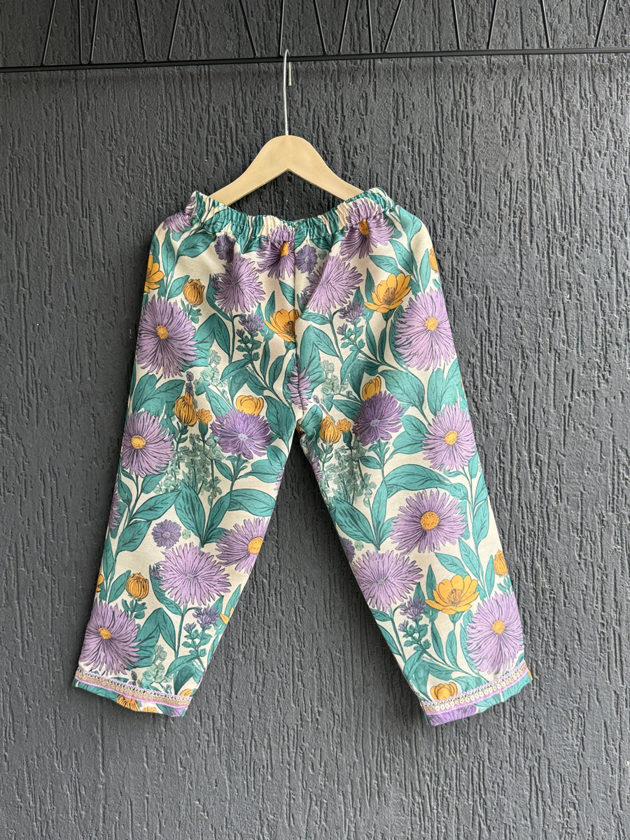 Purple flower print angrakha set
