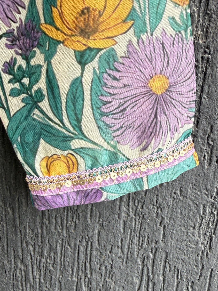 Purple flower print angrakha set