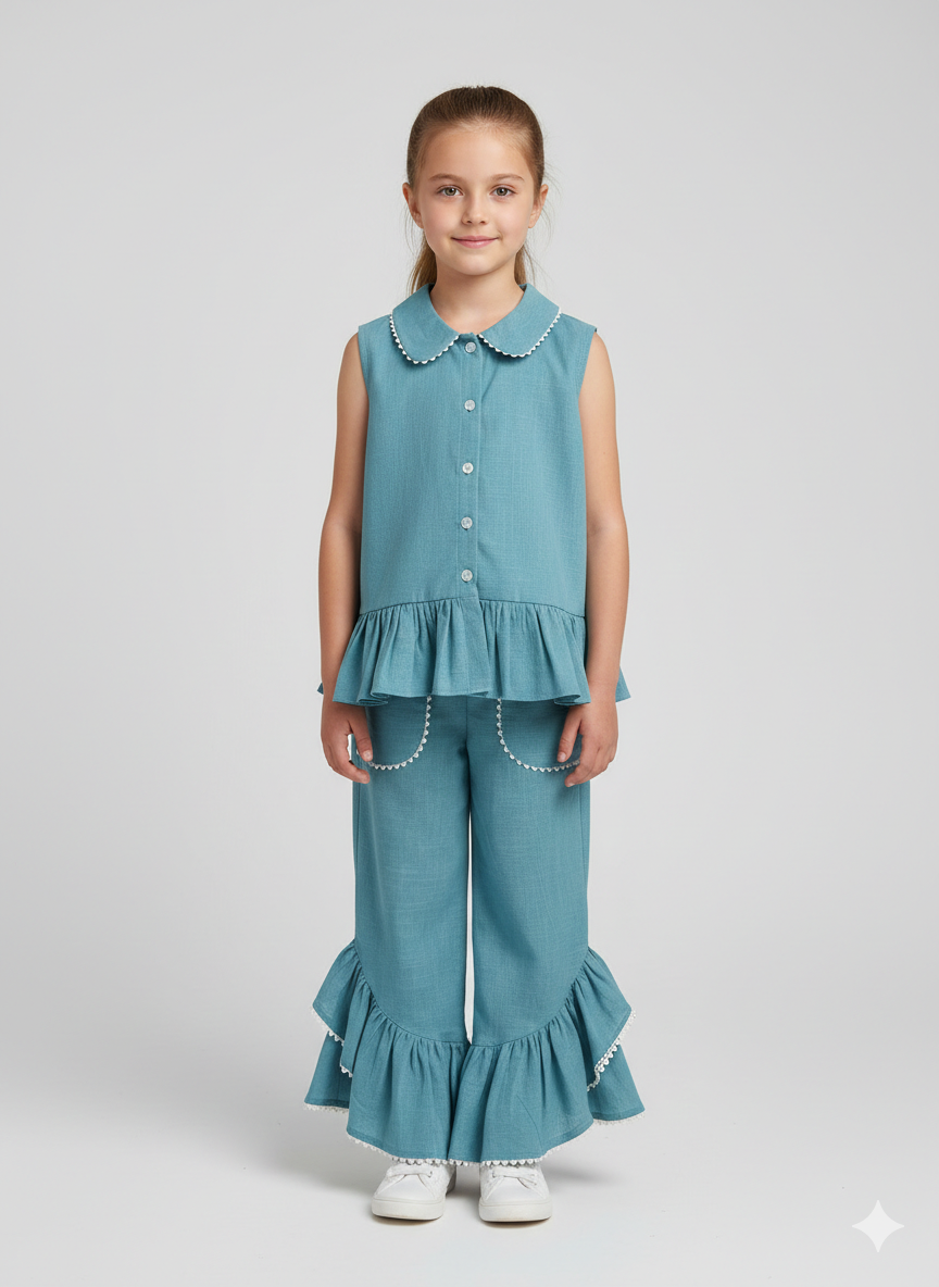 Teal Petal & Peplum Co-ord Set