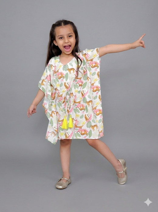 White tiger print kaftan