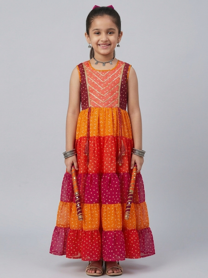 Yellow orange leheriya dress — handmade festive kidswear by The Wishing Closet
