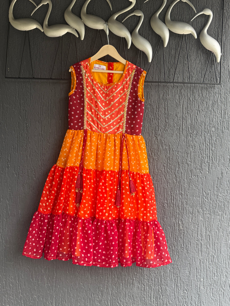 Yellow orange leheriya dress