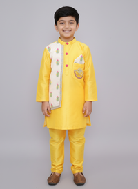 Mustard yellow emboridery kurta